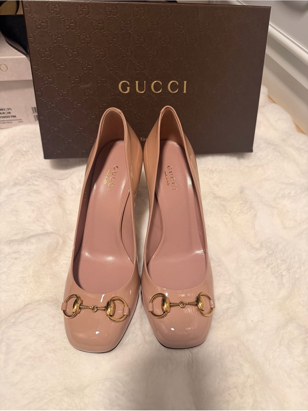 Gucci Women’s Blush Patent Leather Horsebit Pumps AUTHENTIC